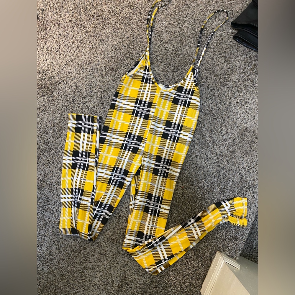 Yellow and Black Plaid Bodysuit